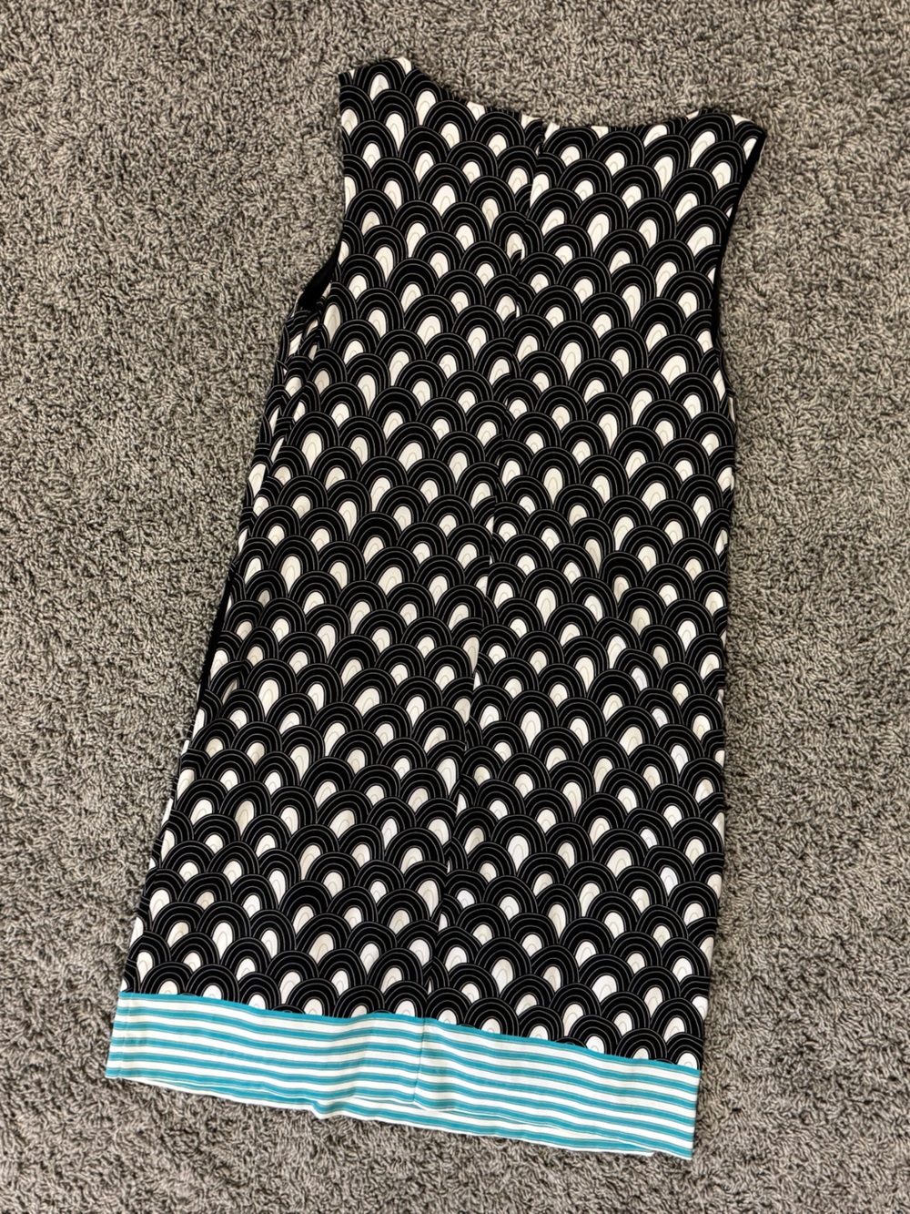 Nicole Miller Black Dress with Teal Crochet Trim - Picture 6 of 7